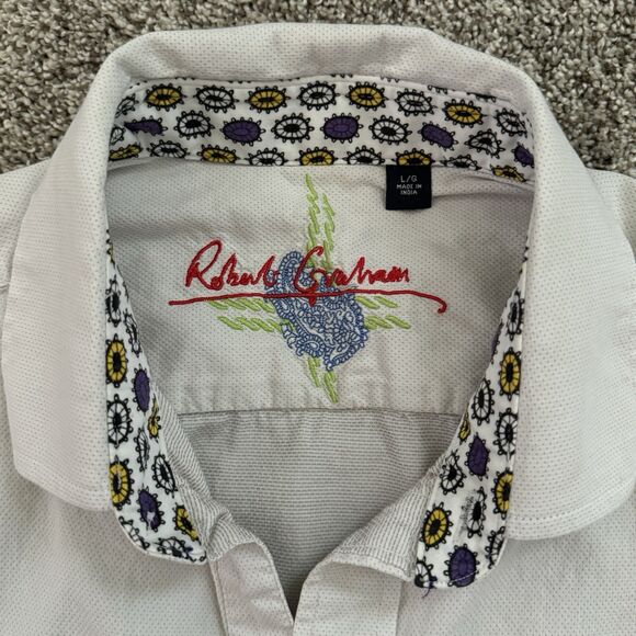 ROBERT GRAHAM Flip Cuff Mini Dot Pattern Button Shirt Men’s Size Large L - Picture 6 of 14